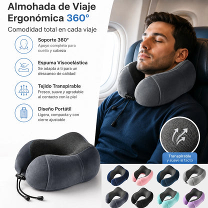 Almohada Cervical de Viaje | Soporte Ergonómico en Memory Foam