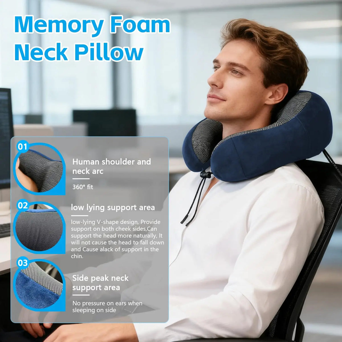 Almohada Cervical de Viaje | Soporte Ergonómico en Memory Foam
