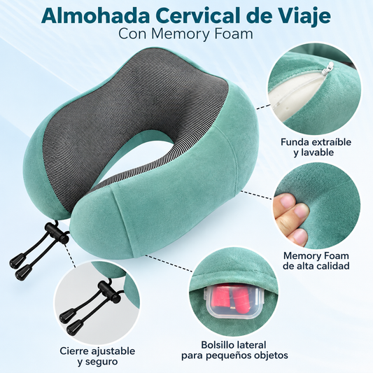Almohada Cervical de Viaje | Soporte Ergonómico en Memory Foam